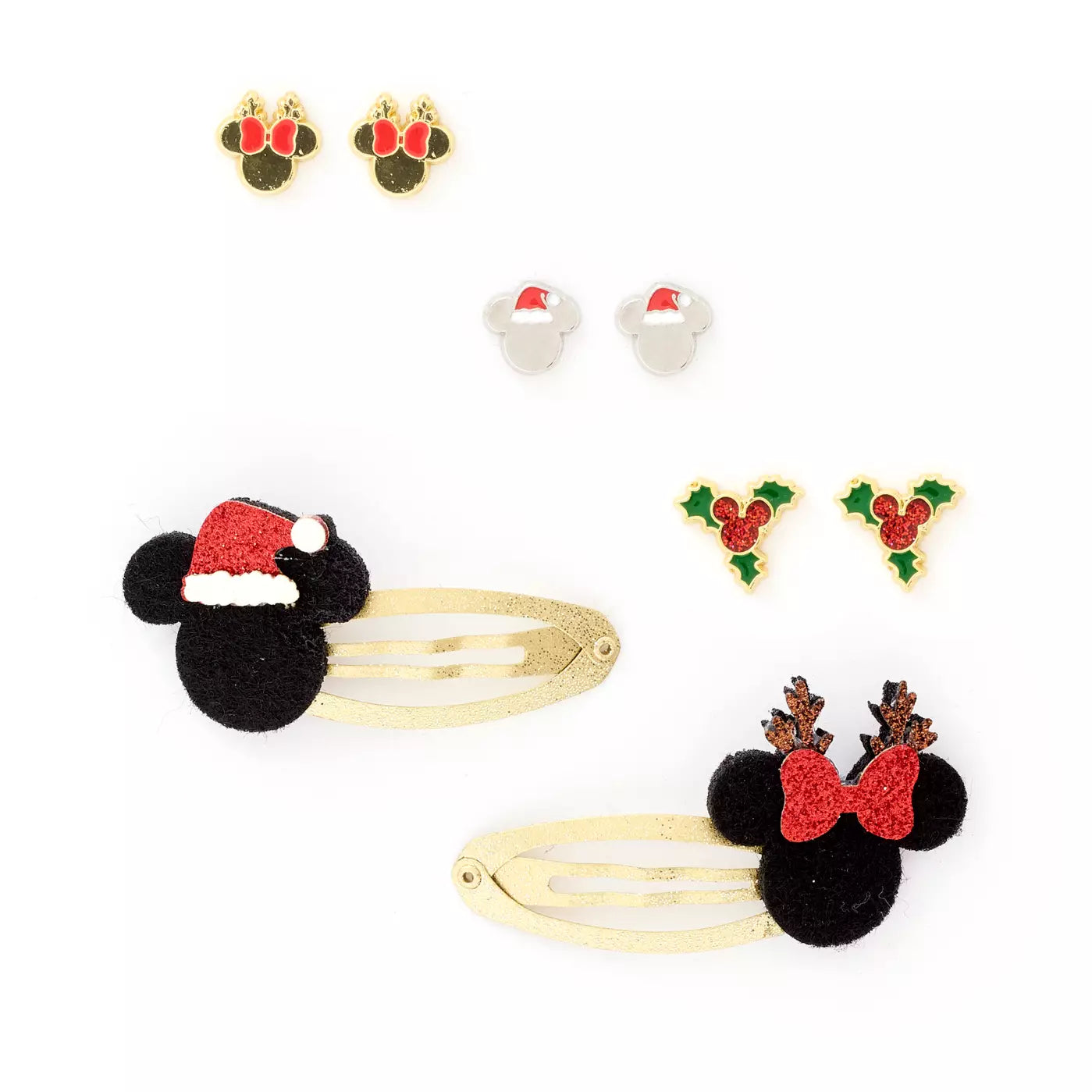 Disney Store Mickey and Minnie Stud Earrings and Hair Clips
