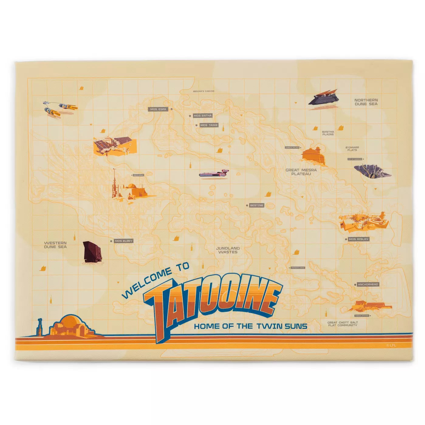 Disney Store Star Wars Planets Tatooine Map and Pin Limited Release Set