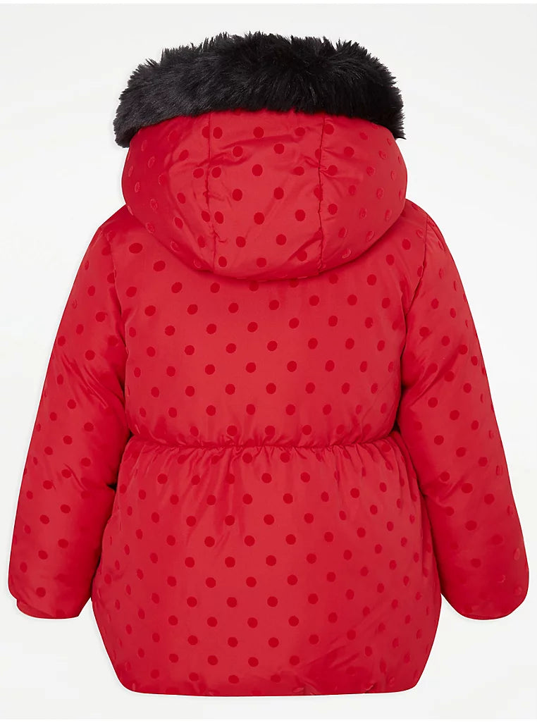 Girls' Disney Minnie Mouse Padded Coat & Mittens Set - Red (Size 4-5)