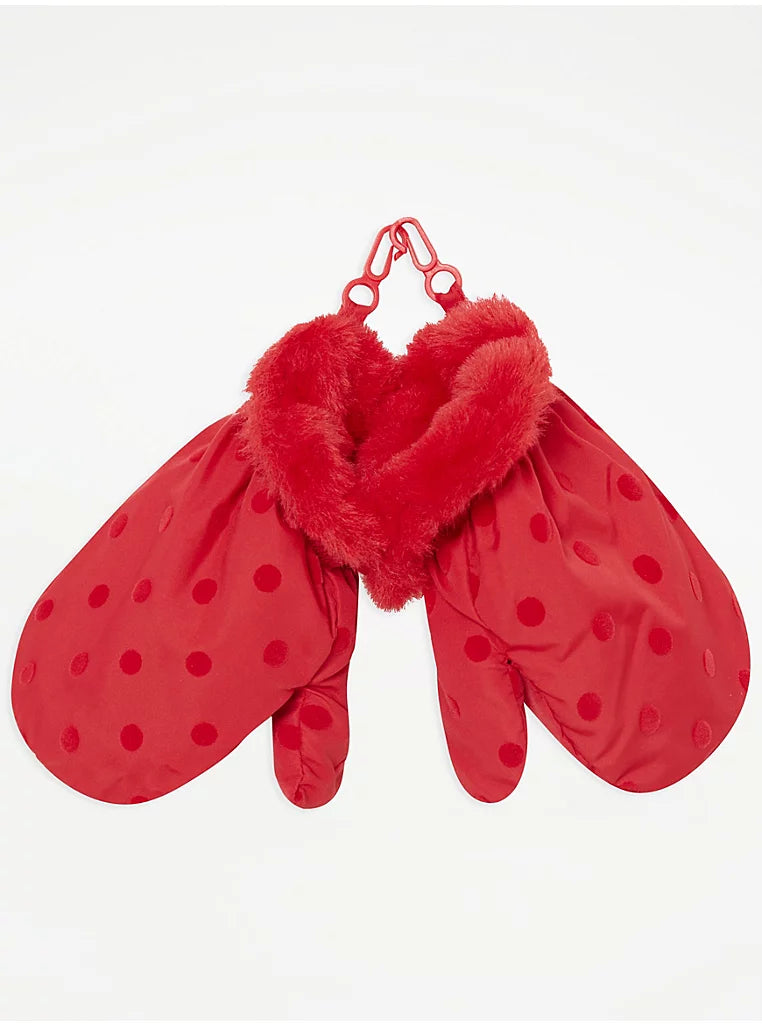 Girls' Disney Minnie Mouse Padded Coat & Mittens Set - Red (Size 4-5)