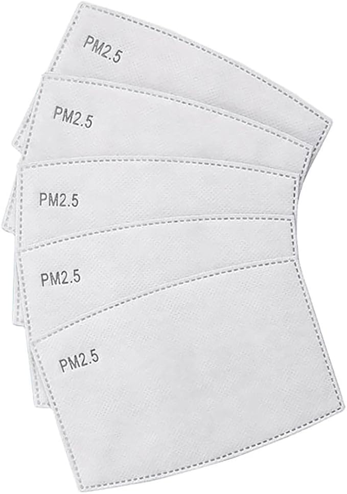 Breathing PM 2.5 Activated Carbon Filter Insert for Cotton Face Masks Replaceable Face Mouth Cover Masks, Anti Dust, Anti-saliva - 5 PACK