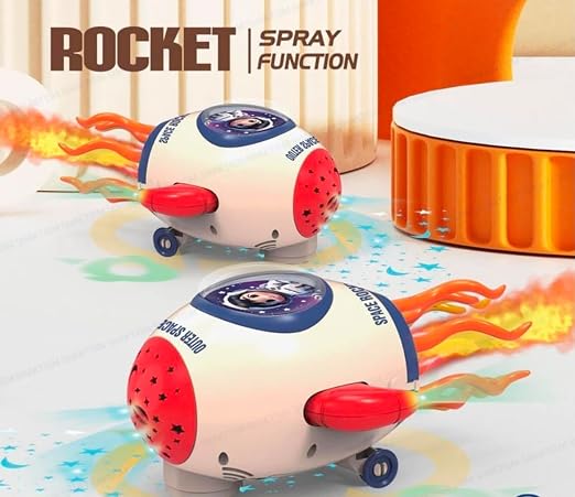 Electric Space Rocket Toy with Spray Mist & Lights