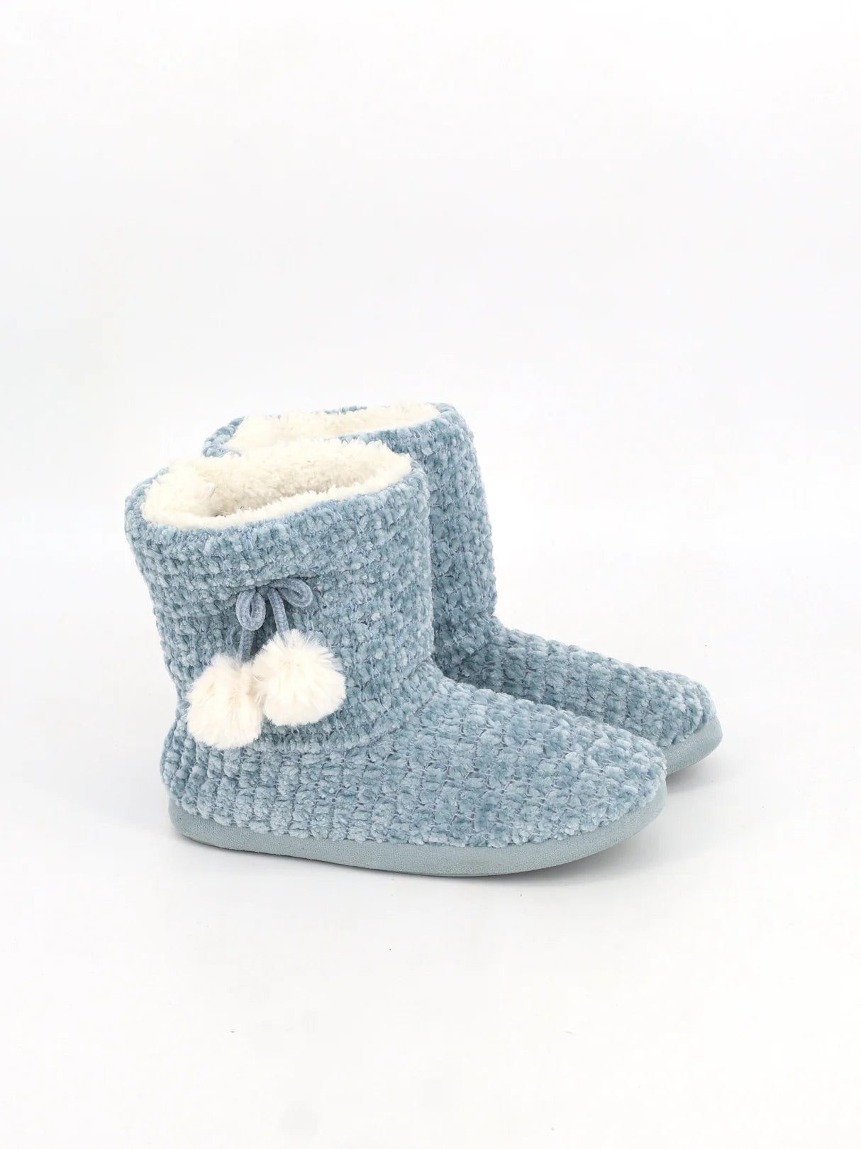 Blue Faux Fur Women's Slippers - Soft, Warm & Non-Slip Indoor Shoe