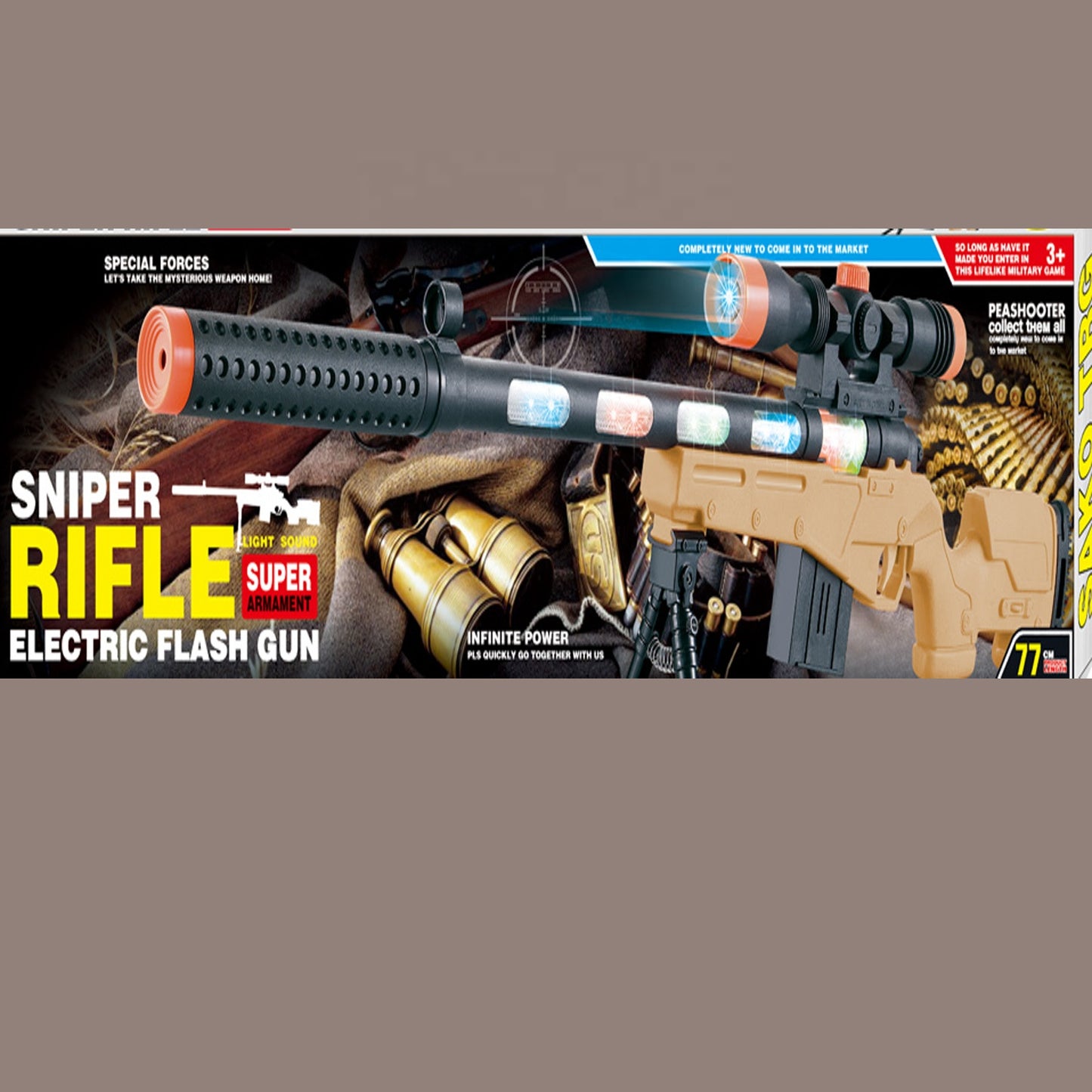 Sniper Rifle Toy Electric Flash Gun Lights & Sound Best fun for Kids