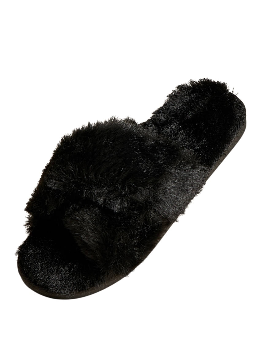 Plush Cross Strap Bedroom Slides