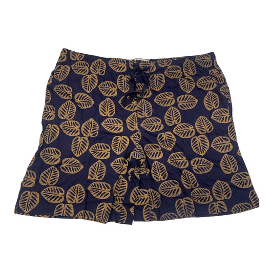 navy shorts feature a prominent beige leaf print and a drawstring waist (XL)