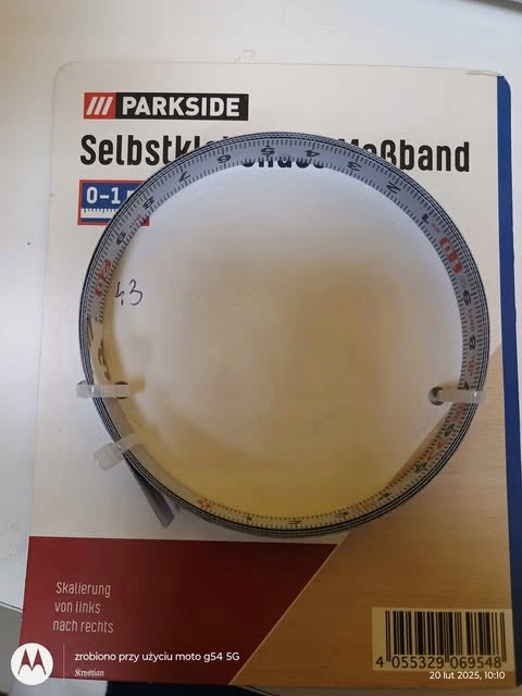 Parkside Tape measure self-adhesive, Scale from left to right