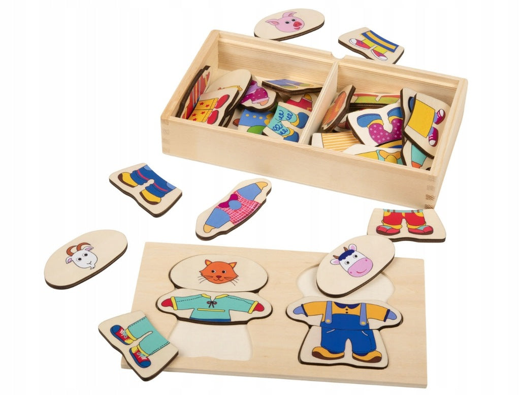 WOODEN PUZZLE BLOCKS ANIMALS PLAYTIVE 2+ years