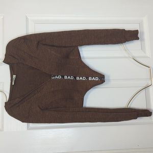 Bad Society Club Brown Heather Cropped Hoodie