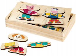 WOODEN PUZZLE BLOCKS ANIMALS PLAYTIVE 2+ years