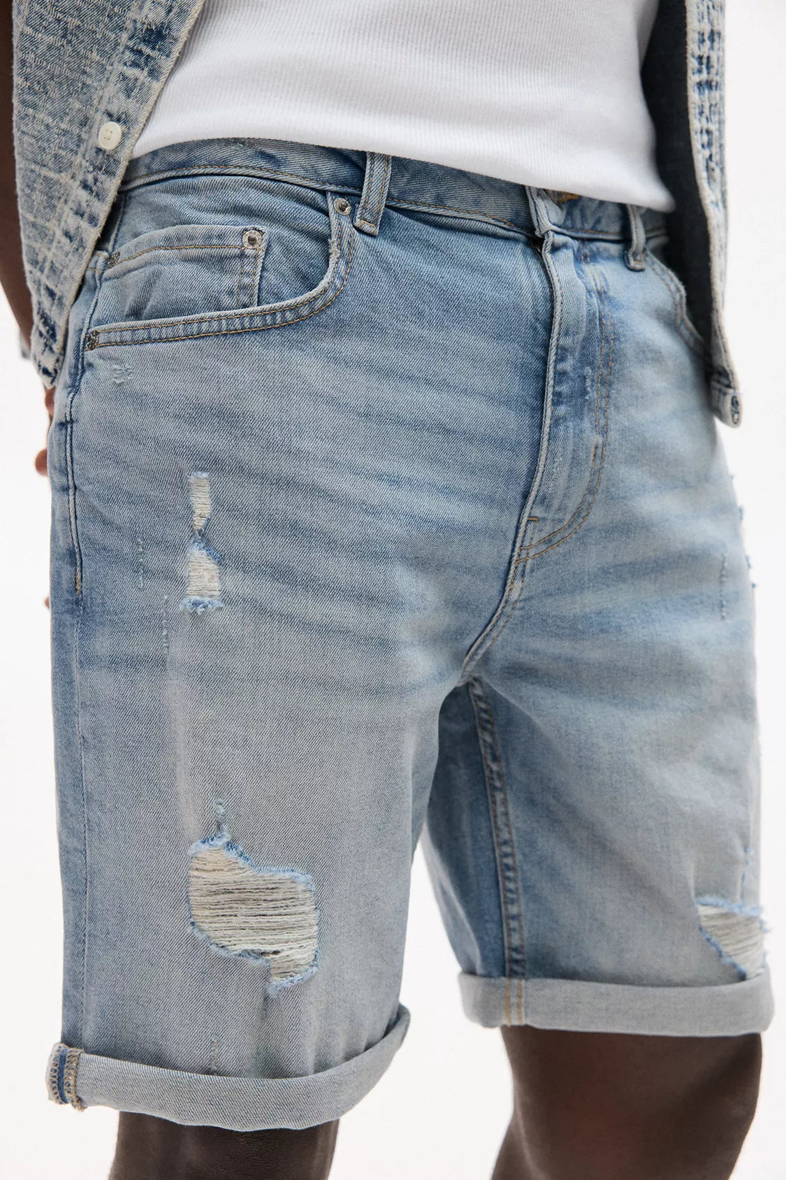 Jack&Jones Ripped slim-fit denim Bermuda shorts