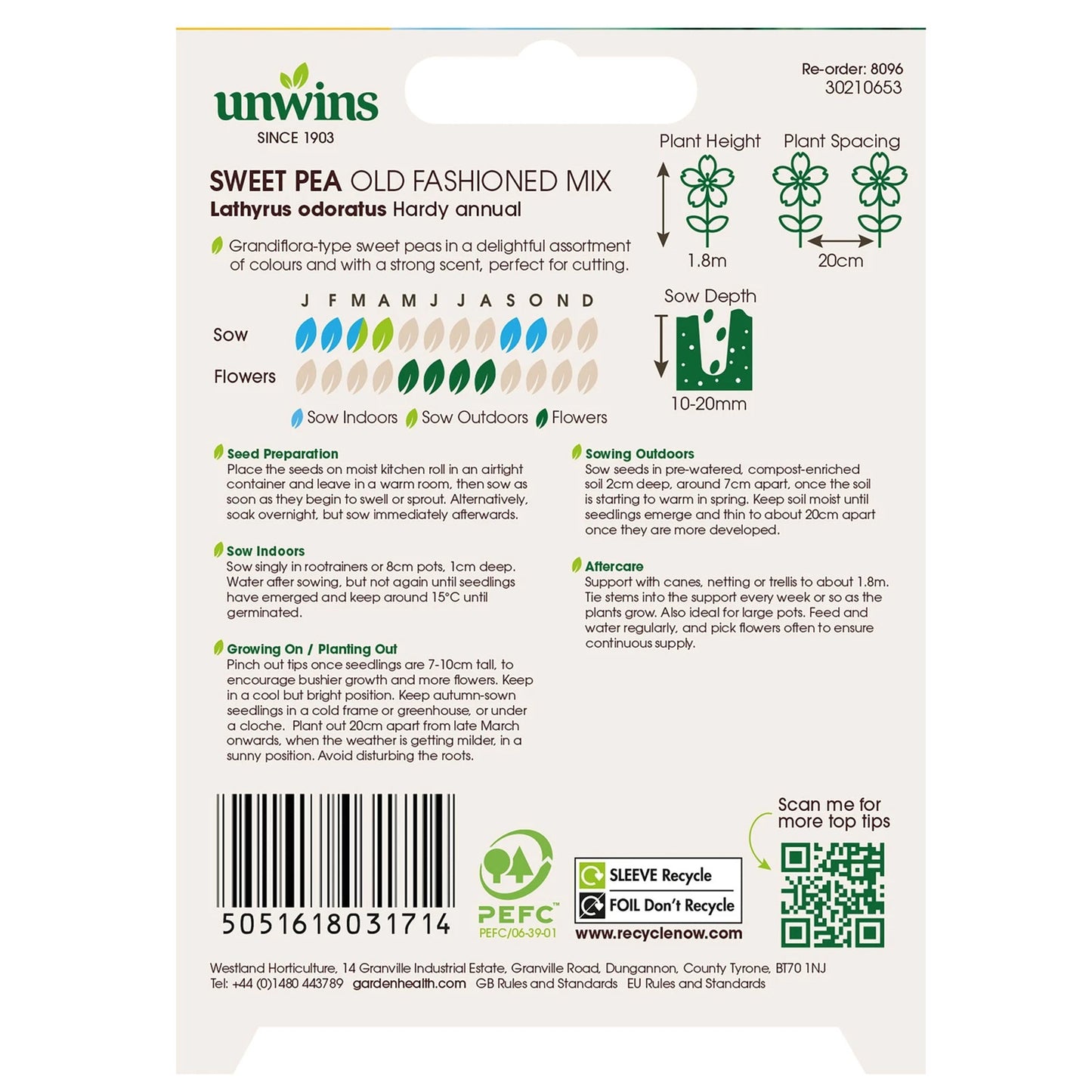 Unwins Sweet Pea Old Fashioned Mix Seeds
