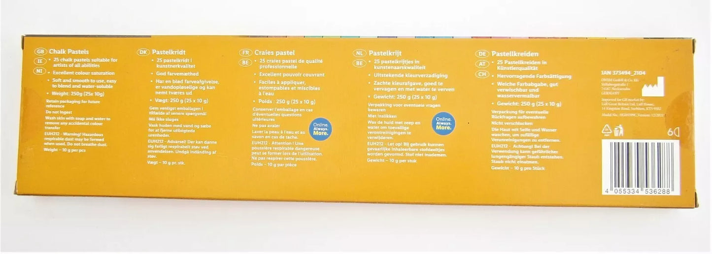 Crelando Chalk water-soluble 25 colours sticks Artists pastels