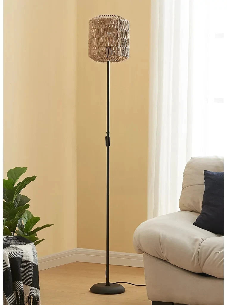 Black Rattan Floor Lamp