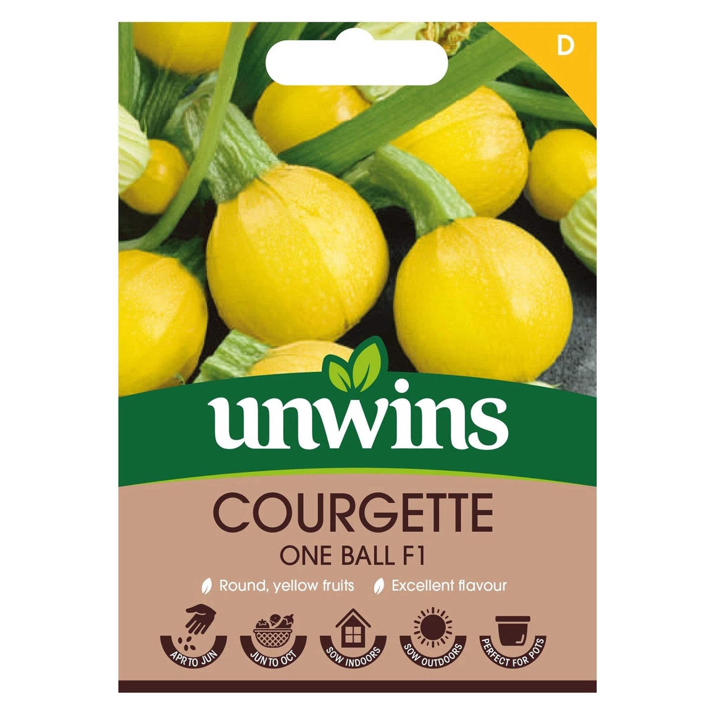 Unwins Vegetable Courgette One Ball F1 Hybrid