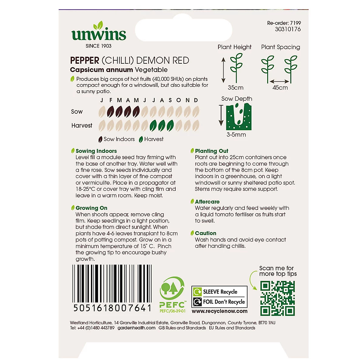 Unwins Vegetable Seeds Pepper Chilli Red Seeds