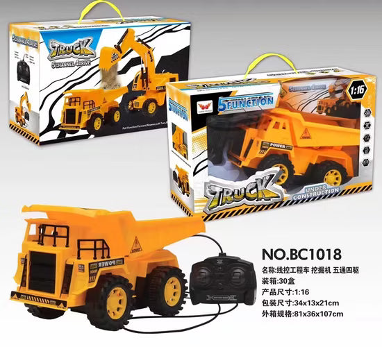 Remote Control Dump Truck Excavator with Stunt Flips 4WD