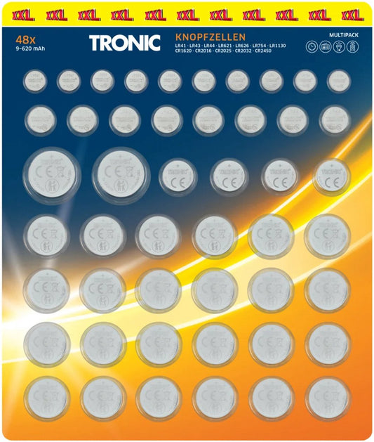 TRONIC button batteries set of 48 XXL