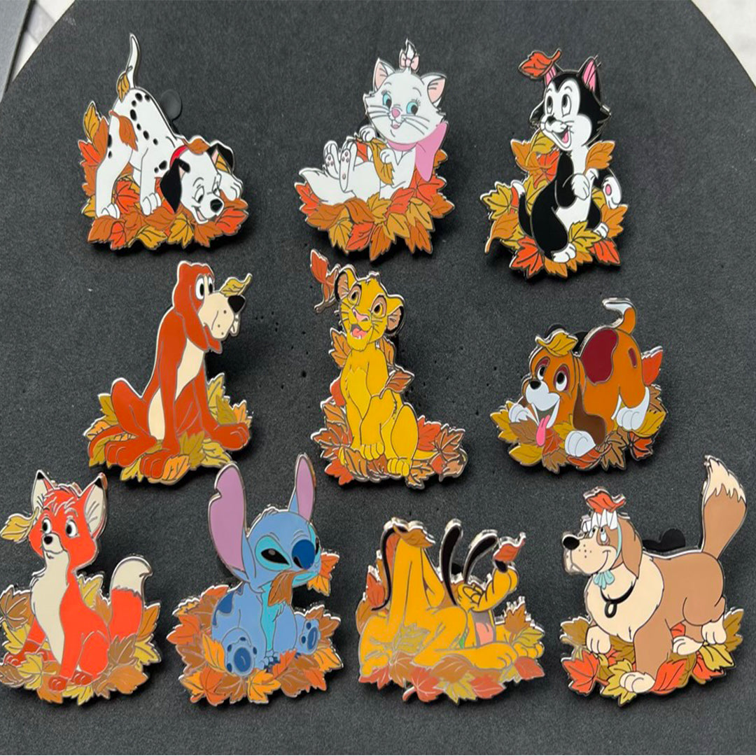 Disney Cats & Dogs Autumn Leaves Mystery Pin Collection