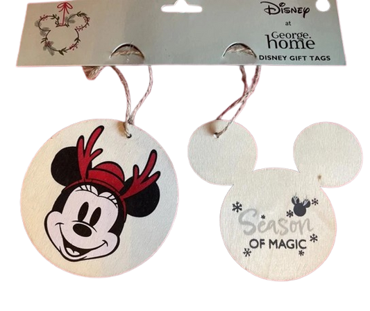 Disney Mickey Mouse Wooden Hanging Christmas Tree Decs/Gift Tags