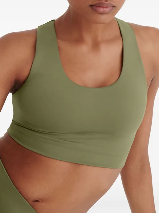 Auden Olive Green Cross-Back Bra Top (M)