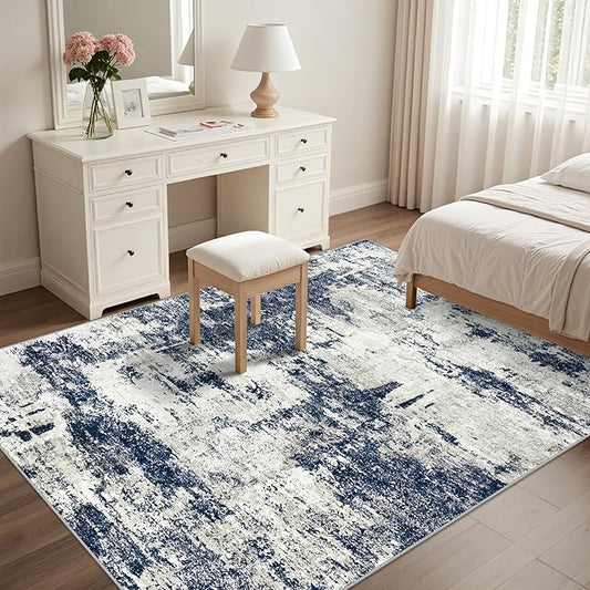 Rugs and More Living Room Area Rug: Washable Rug with Non-Slip Backing, Non-Shedding, Stain Resistant, Foldable, Modern Abstract Carpet for Bedroom, Dining Room