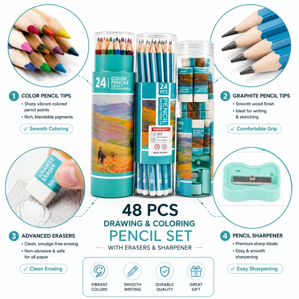 Professional Art Drawing Kit 48 Pcs