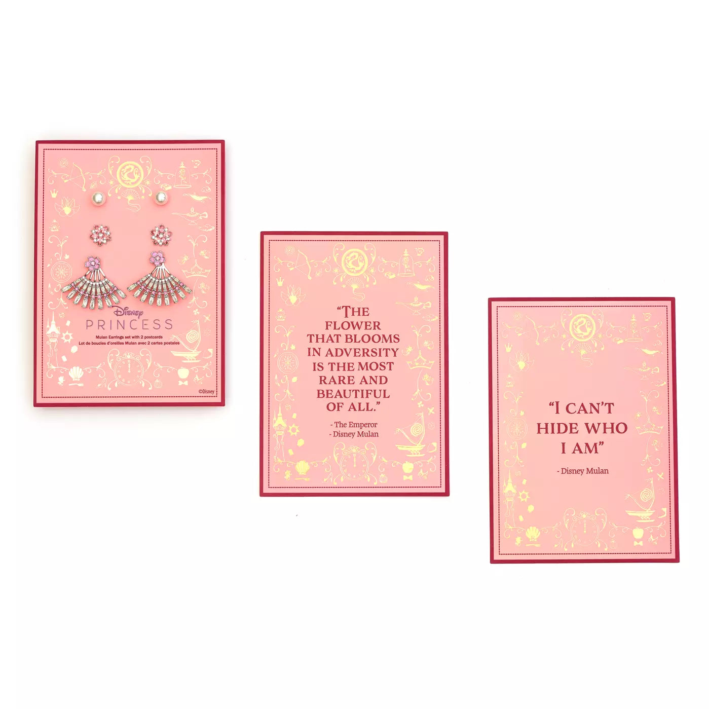 Disney Store Mulan Earrings and Postcard Set