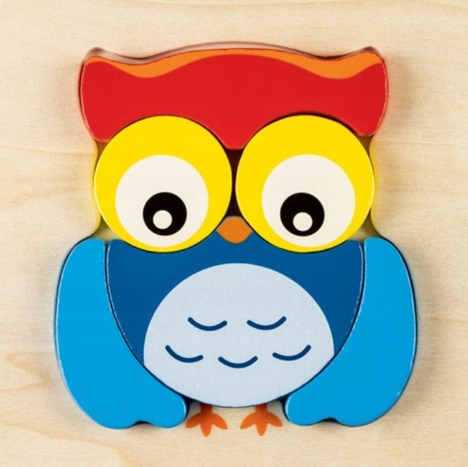 Wooden Puzzle for babies from 12 months Playtive OWL 5 pieces 2D