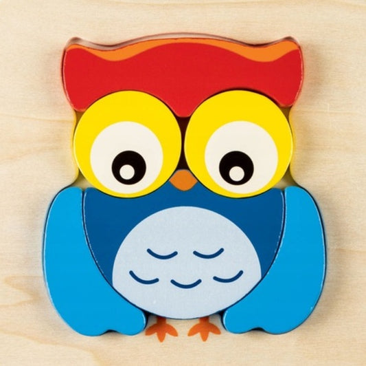 Wooden Puzzle for babies from 12 months Playtive OWL 5 pieces 2D
