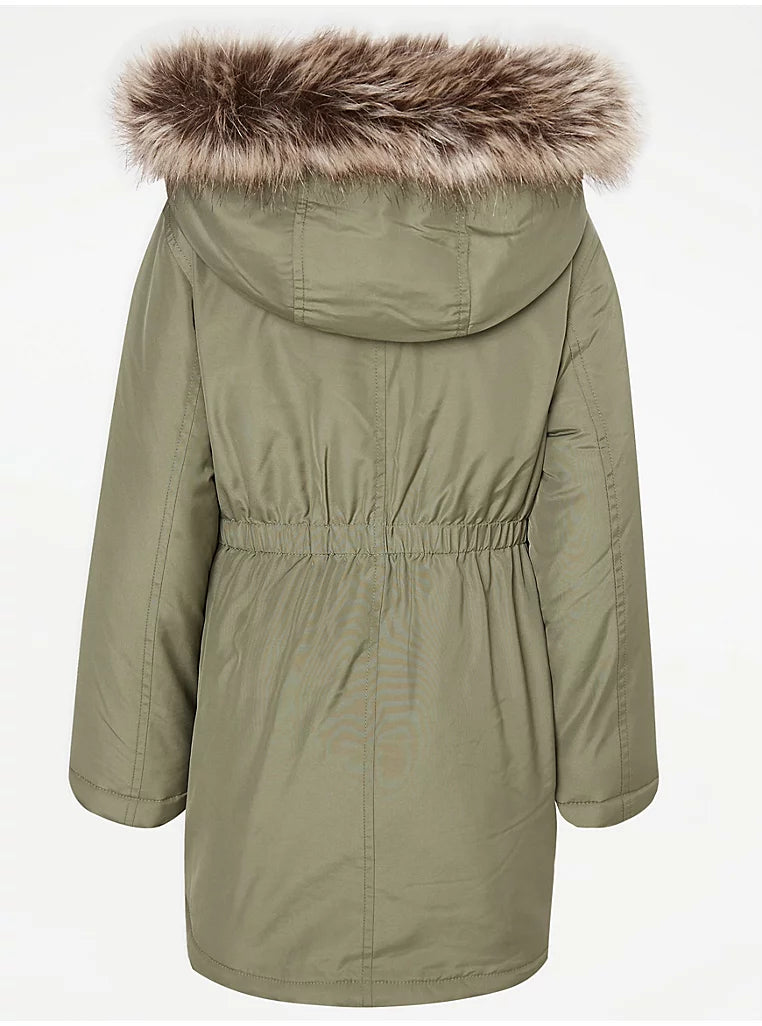 George Khaki Hooded Parka Jacket Size 7-8 Years