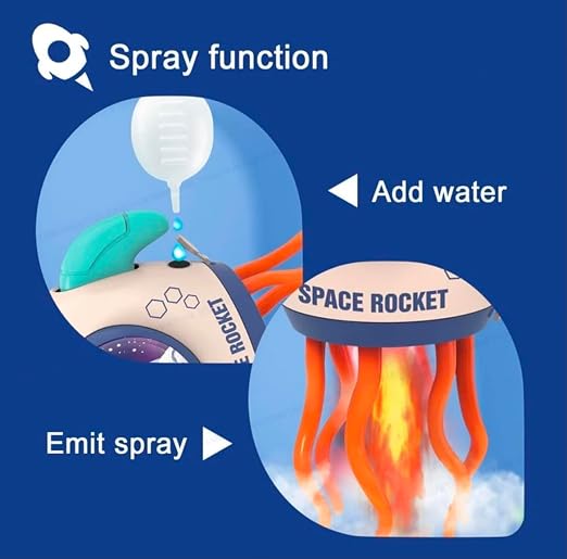 Electric Space Rocket Toy with Spray Mist & Lights