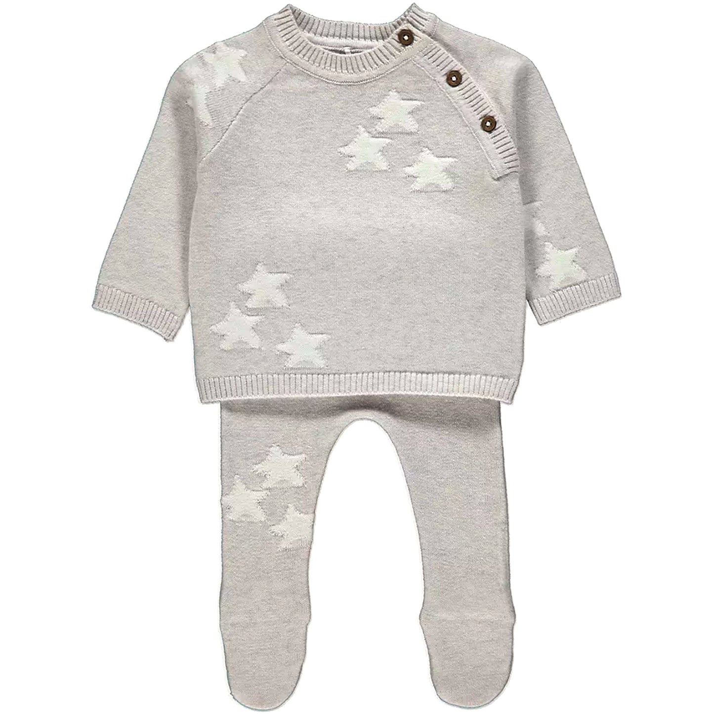 Grey Star Print Knitted Jumper and Trousers Outfit