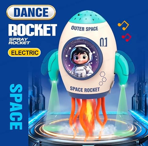 Electric Space Rocket Toy with Spray Mist & Lights