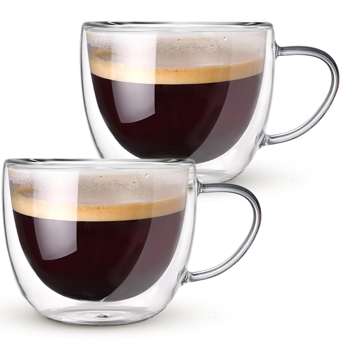 Double Walled Glass Coffee Mugs Set of 2