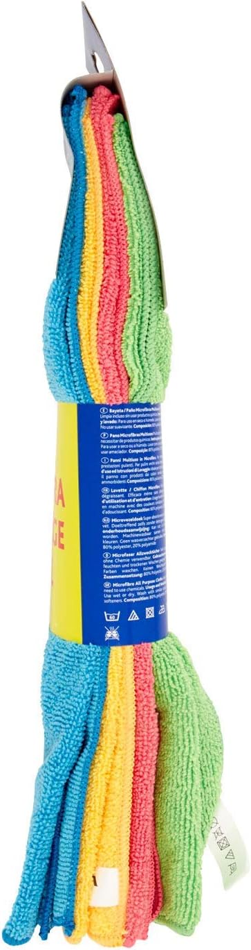 ألوان Vileda Microfiber XXL - قماش من الألياف الدقيقة 100%، ماص، صحي، متعدد الاستخدامات، متين وقابل للغسل - 4 قطع