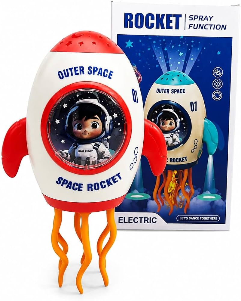 Electric Space Rocket Toy with Spray Mist & Lights