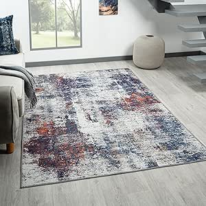Rugs and More Washable Area Rug - Short Pile Machine Washable Runner, Easy to Clean, Child & Pet Friendly - Modern Mat for Hallway, Bedroom, Kitchen, Utility Room