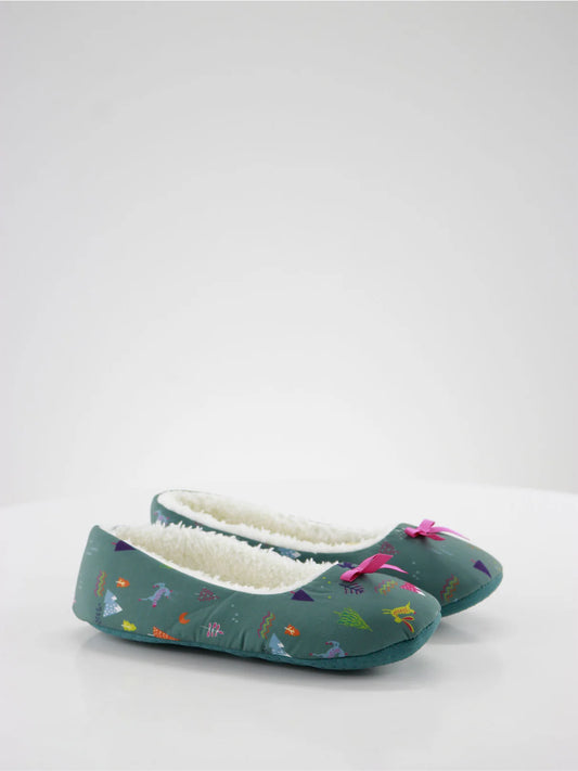 Women's christmas Decoration print Slippers,Green