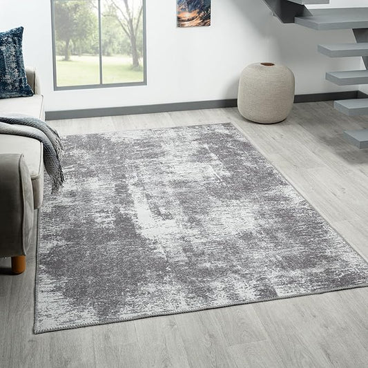 Rugs and More Washable Area Rug - Short Pile Machine Washable Rugs, Easy to Clean, Child & Pet Friendly - Modern Carpet for Living Room, Bedroom, Kitchen