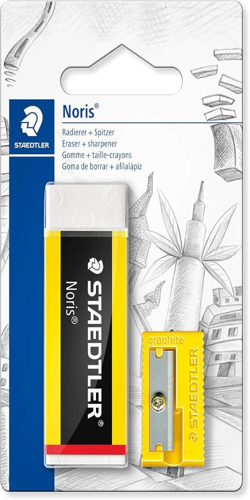 STAEDTLER 526 N-S1BK Noris Eraser & Single-Hole Sharpener (Pack of 2 Pieces)