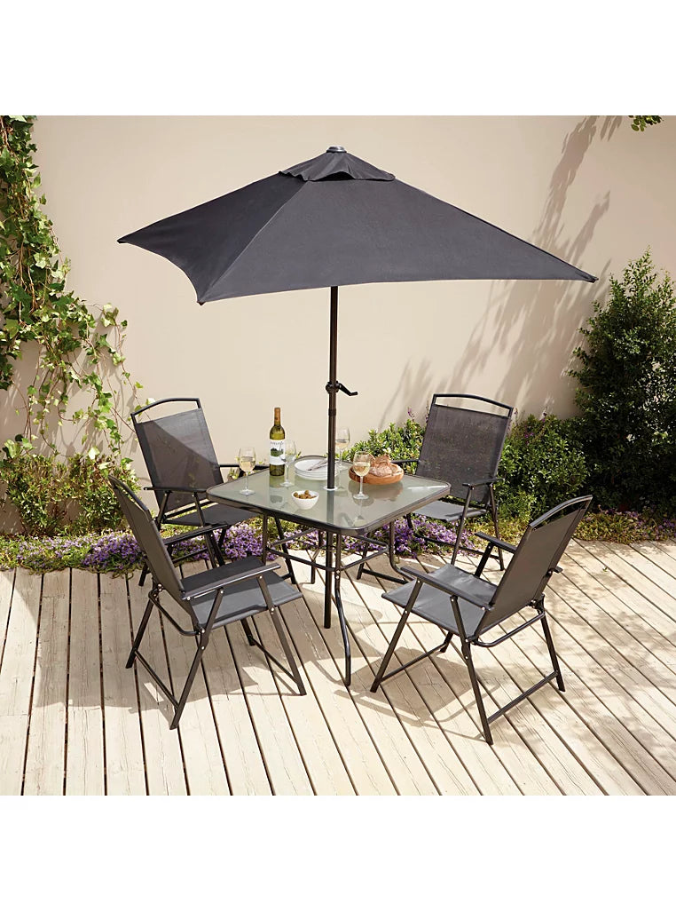 Miami 6 Piece Charcoal Patio Set with Charcoal Cushion Packs