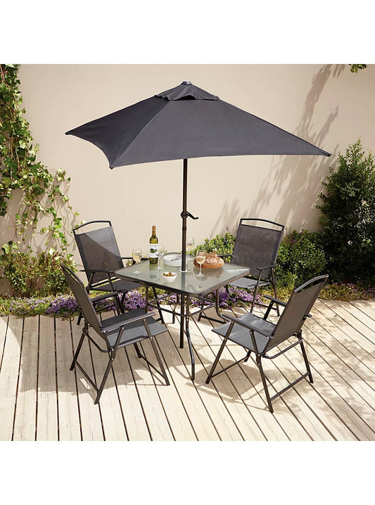 Miami 6 Piece Charcoal Patio Set with Charcoal Cushion Packs