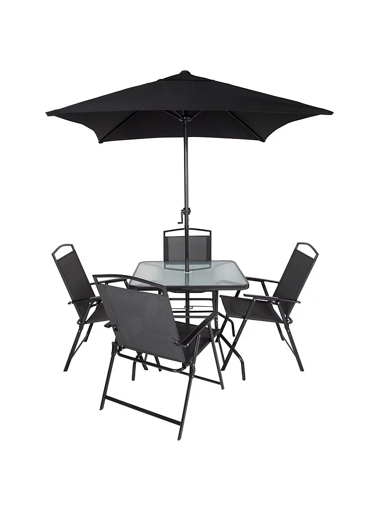 Miami 6 Piece Charcoal Patio Set with Charcoal Cushion Packs