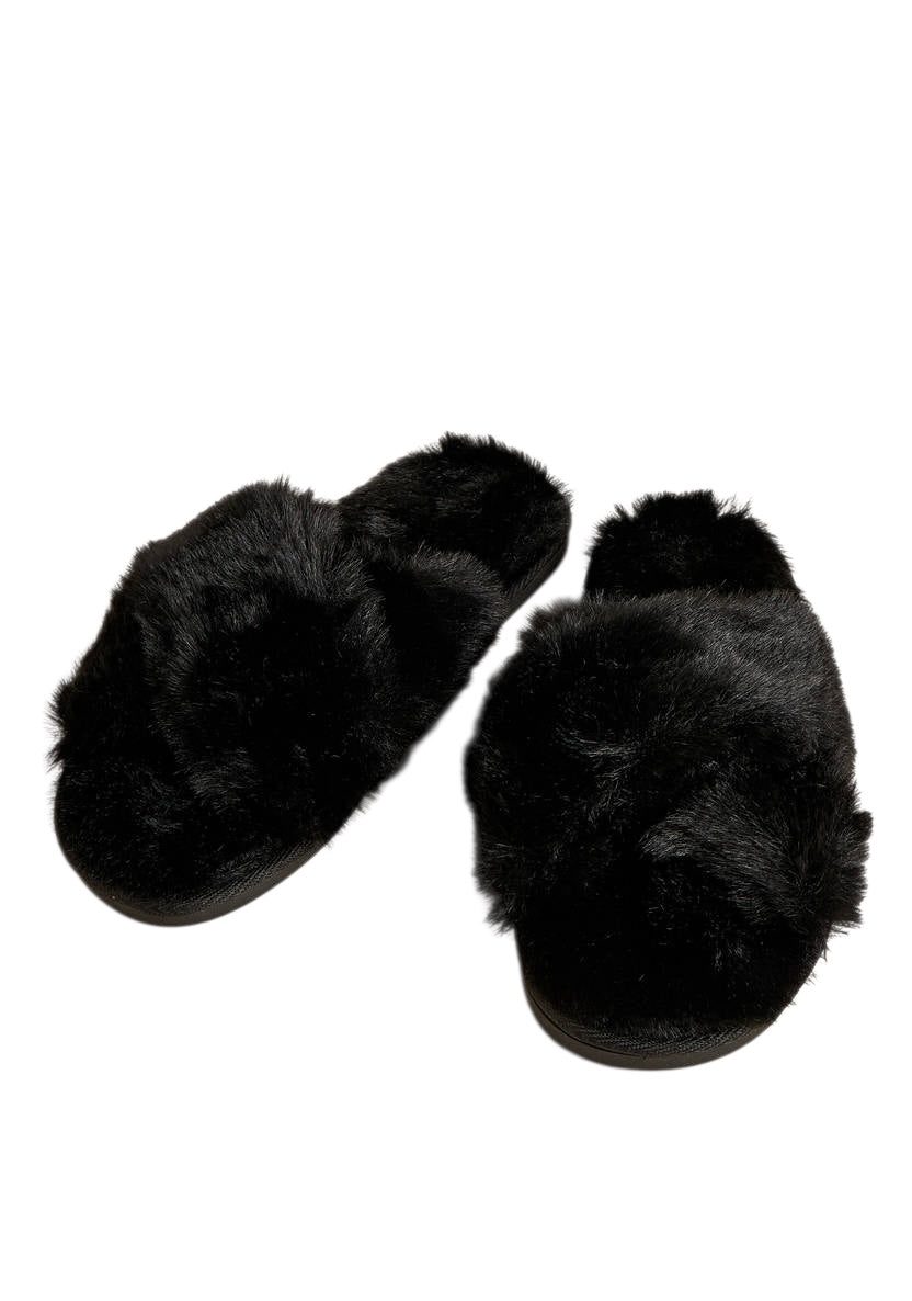 Plush Cross Strap Bedroom Slides