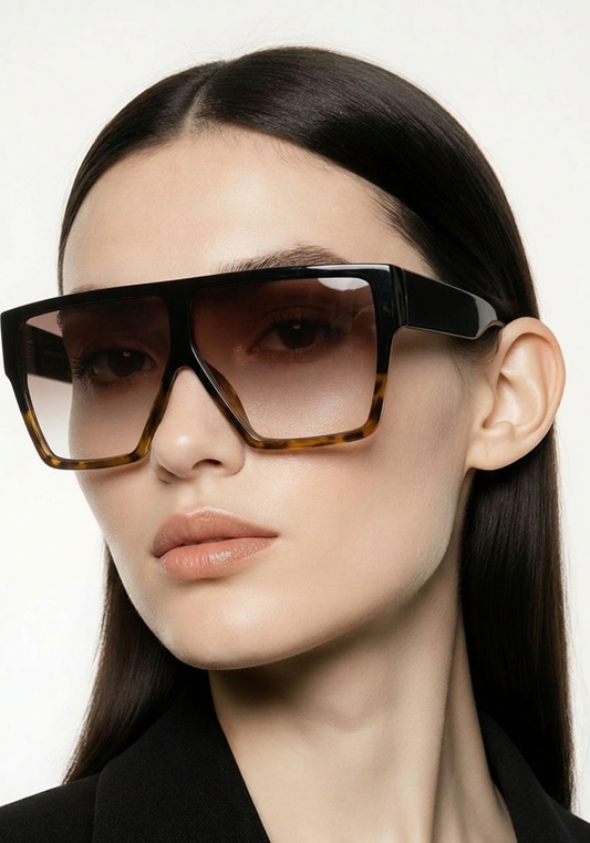 Sunglasses Flat Top Mobster Square Rectangle Oversize Plastic