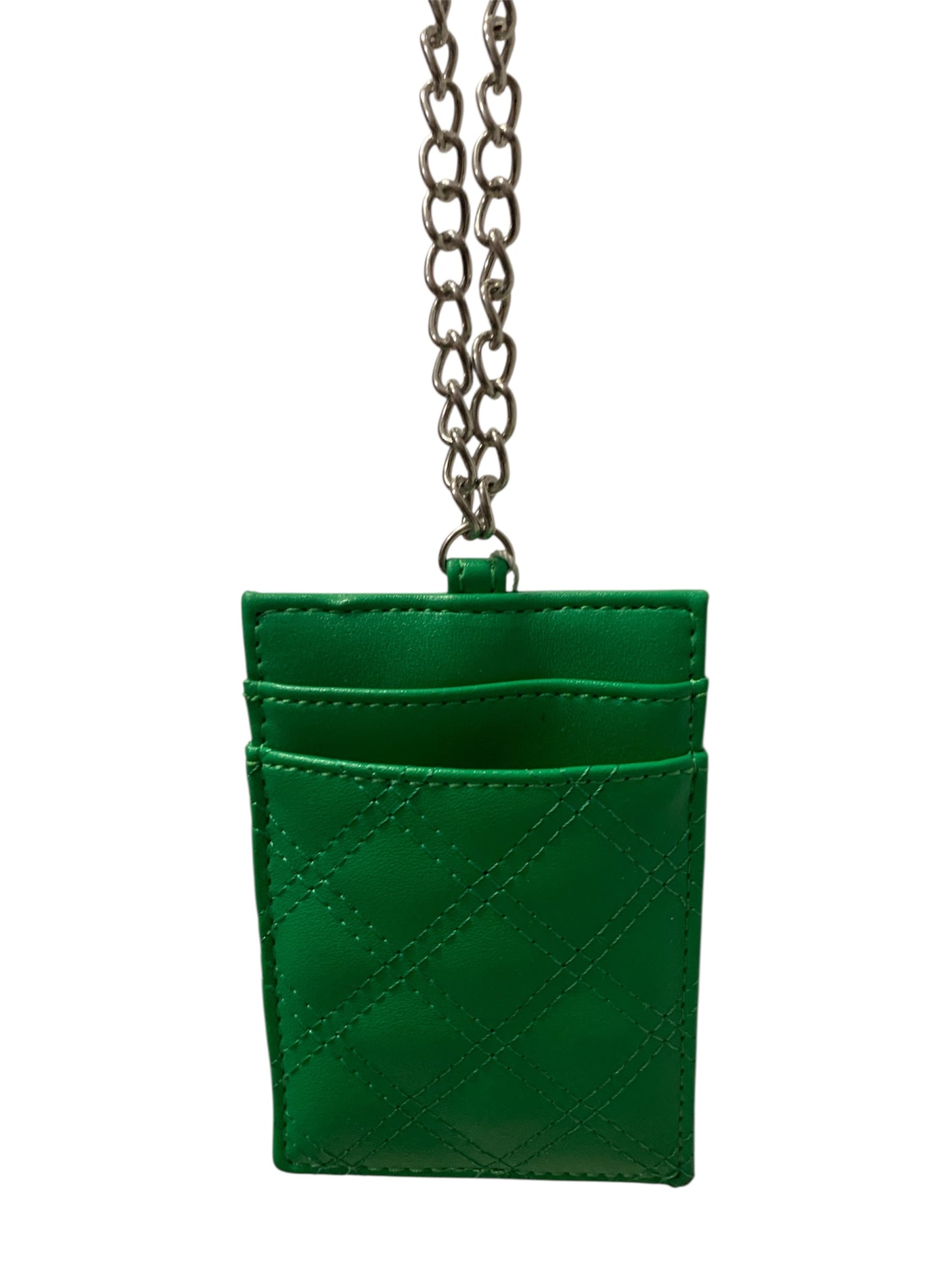 Green Quilted Card Holder with a Chain Strap