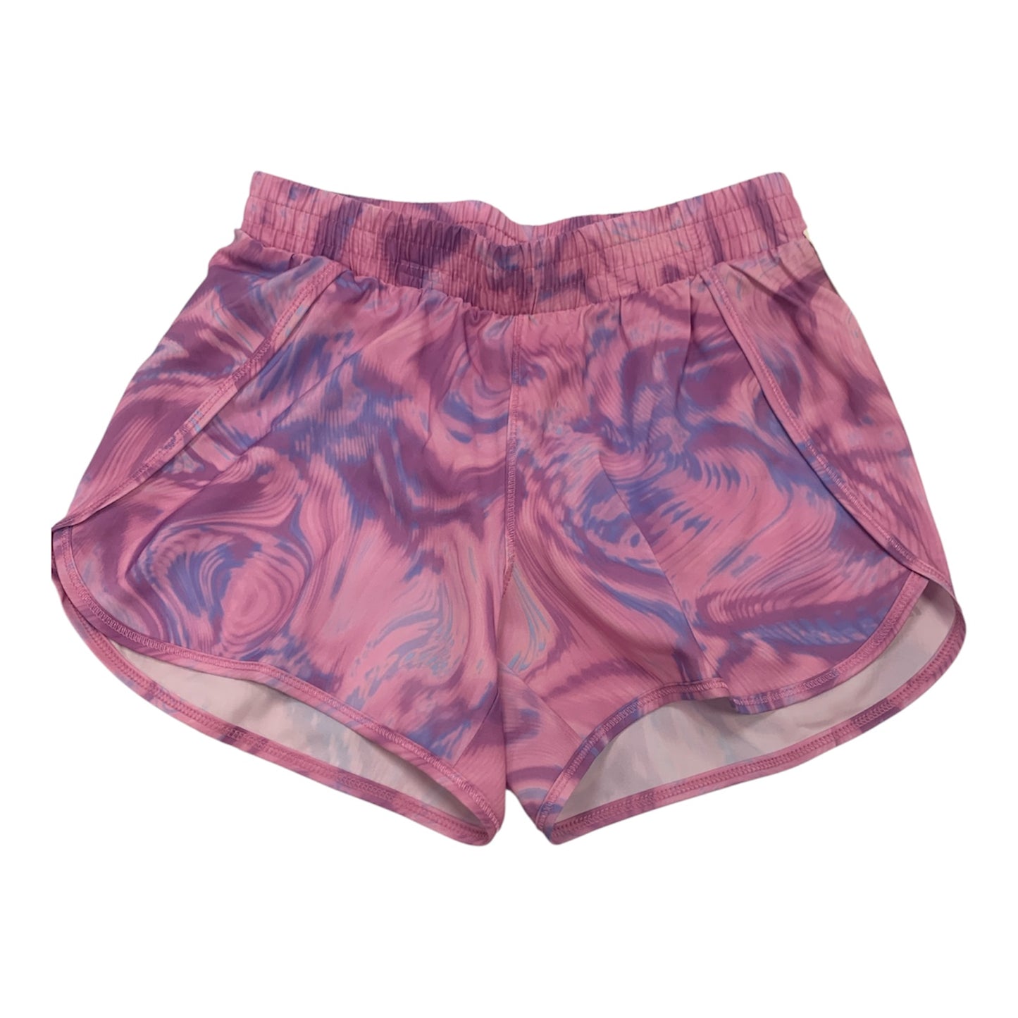 All in Motion girls' tie-dye athletic shorts in purple and pink (L)