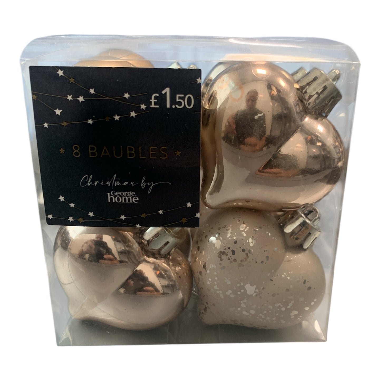 Bauble Heart Shaped 8 Pack Rose Gold