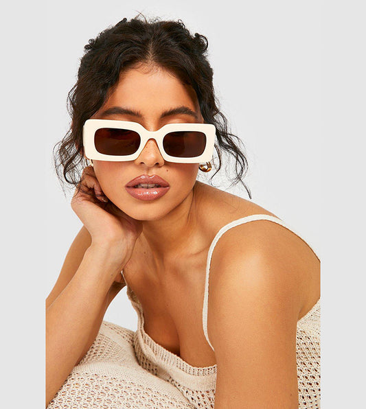 Boohoo Cream Retro Sunglasses